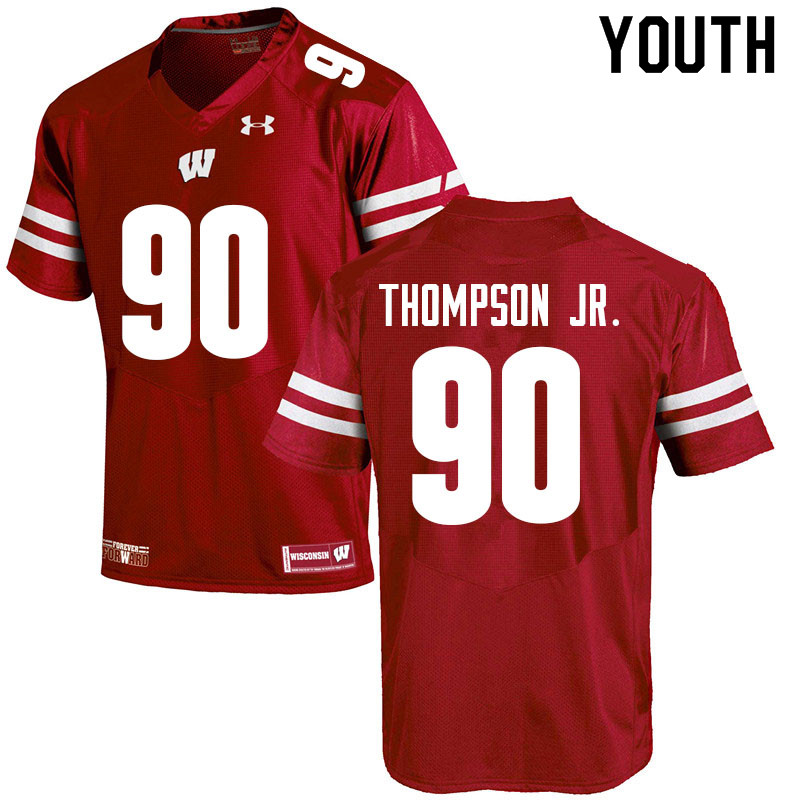 Wisconsin Badgers Youth #90 James Thompson Jr. NCAA Under Armour Authentic Red College Stitched Football Jersey WG40Q81DS